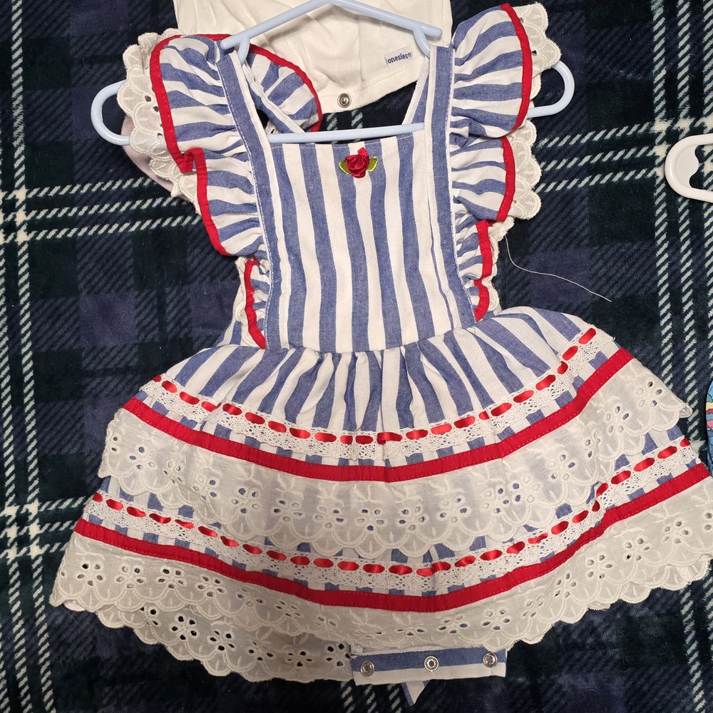 Blue and White Striped Kids Casual Dress